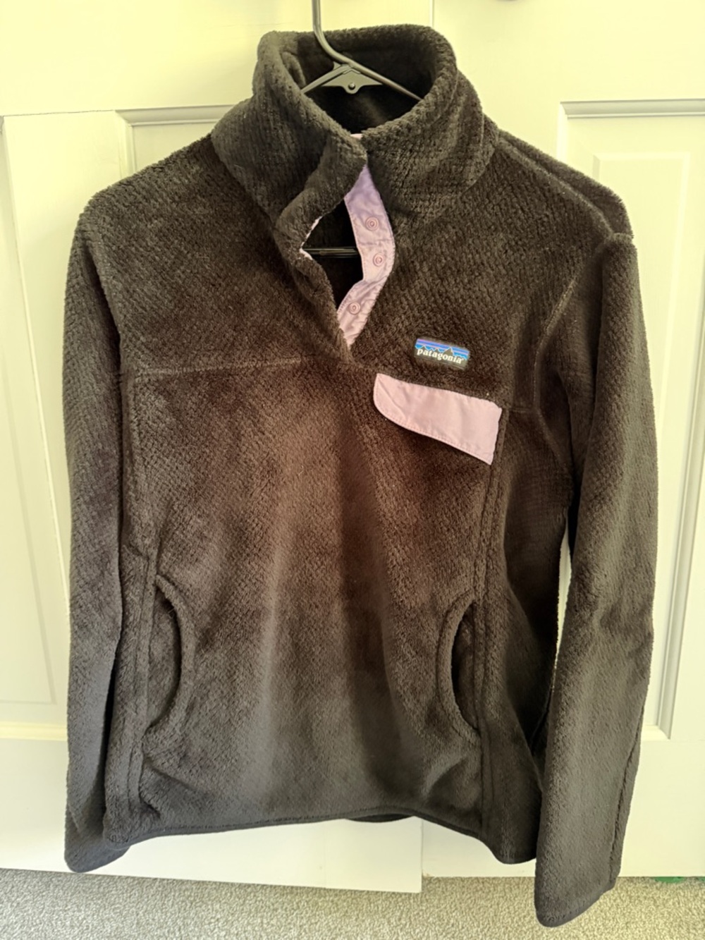 Patagonia Black Fleece Jacket with Lavender Accents